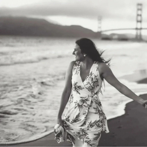 MIAMI : long floral dress maxi white green pink - Picture 9 of 10